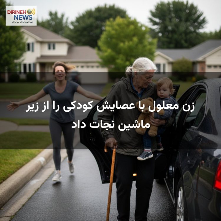 زن معلول با عصایش کودکی را از زیر ماشین نجات داد
