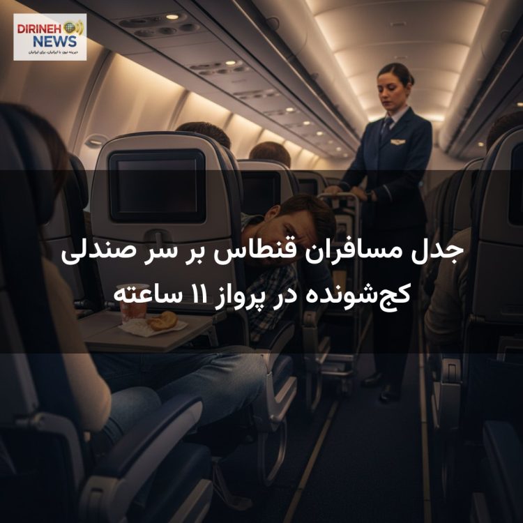 جدل مسافران قنطاس بر سر صندلی کج‌شونده در پرواز ۱۱ ساعته
