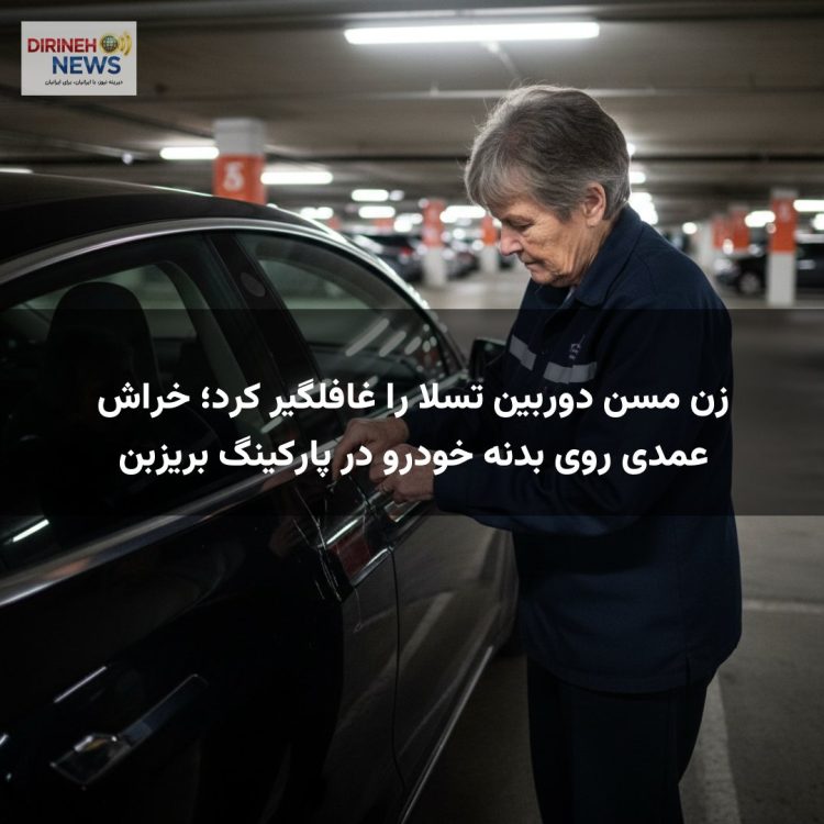 زن مسن دوربین تسلا را غافلگیر کرد؛ خراش عمدی روی بدنه خودرو در پارکینگ بریزبن