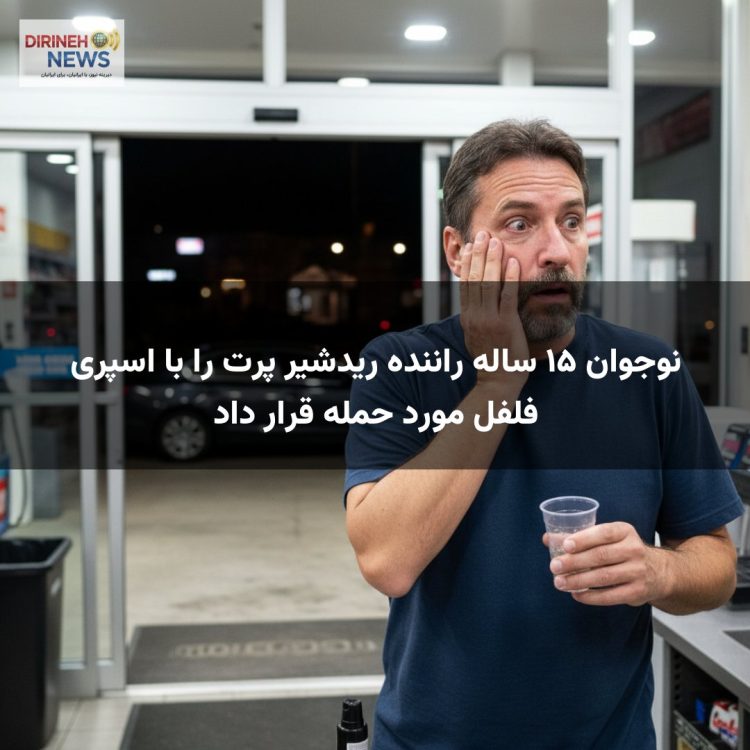 نوجوان ۱۵ ساله راننده ریدشیر پرت را با اسپری فلفل مورد حمله قرار داد
