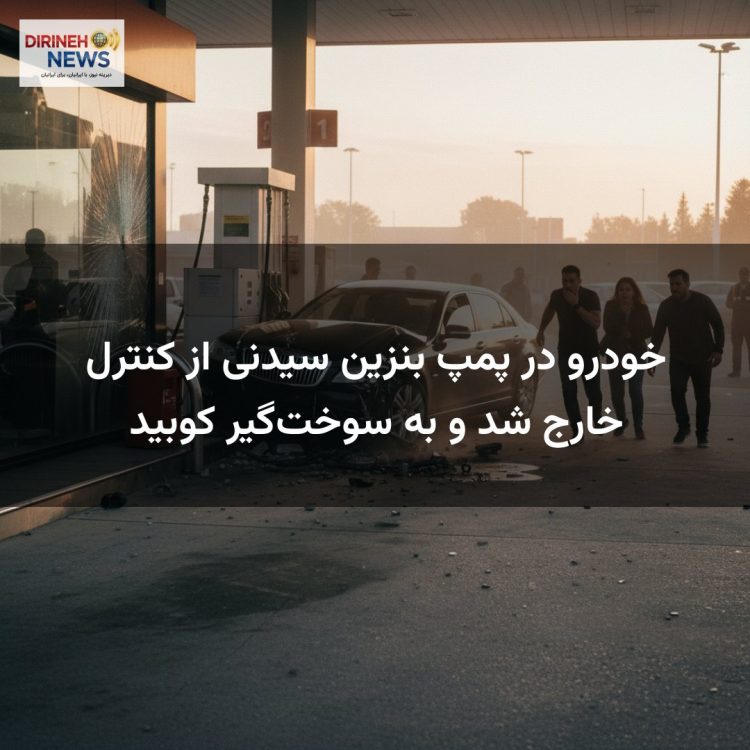 خودرو در پمپ بنزین سیدنی از کنترل خارج شد و به سوخت‌گیر کوبید
